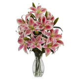 Rubrum Lily Artificial Arrangement in Vase