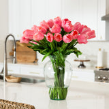 Signature Collection 24” Tulip Artificial Arrangement in Glass Vase