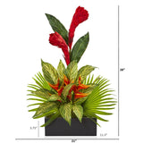 Tropical Artificial Arrangement in Black Vase