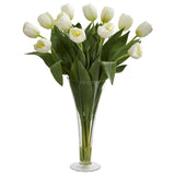 Tulips Artificial Arrangement in Flared Vase