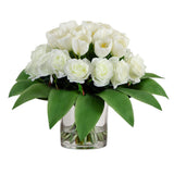 Wedding Collection 20" Artificial Roses and Tulips Arrangement in Glass Vase