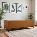 Melissa Mid-Century Cognac Vegan Leather Modern Sofa