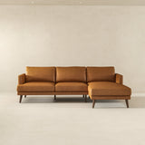 Lore L-Shaped Genuine Leather Sectional In Tan Right Facing