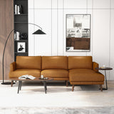 Lore L-Shaped Genuine Leather Sectional In Tan Right Facing