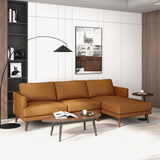 Lore L-Shaped Genuine Leather Sectional In Tan Right Facing