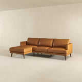 Lore L-Shaped Genuine Leather Sectional In Tan Left Facing
