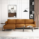 Lore L-Shaped Genuine Leather Sectional In Tan Left Facing