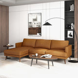 Lore L-Shaped Genuine Leather Sectional In Tan Left Facing