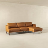 Lore L-Shaped Genuine Leather Sectional In Tan Right Facing