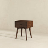 Avery Solid Wood Walnut Night Stand with Single Drawer