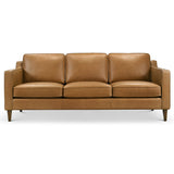 Cooper Mid Century Modern Tan Leather Sofa