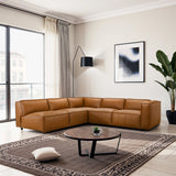 Findlay Mid Century Modern Vegan Leather Corner Sectional Sofa