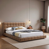 Hudson Tan Vegan Leather Upholstered King Platform Bed