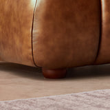 Jasmin Mid-Century Modern Cognac Genuine Leather Sofa