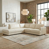 Glander Real Beige Leather Left-Facing Sectional