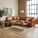 Glander Real Tan Leather Left-Facing Sectional