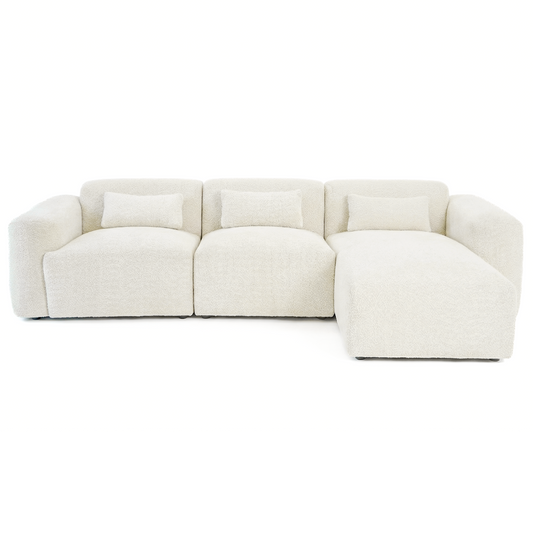 Haledon 3-Piece Sand Boucle Right Sectional Sofa