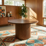 Merlin Solid Wood Walnut Round Dining Table