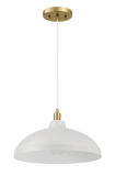 Astral Single Light White Pendant Lamp with Golder Brass Finish for Entrance Kitchen Island 14"D × 8"H