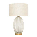 Aurora Ribbed Glass Lamp Base Clear Table Lamp Large Linen Shade