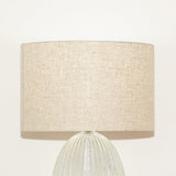 Aurora Ribbed Glass Lamp Base Clear Table Lamp Large Linen Shade