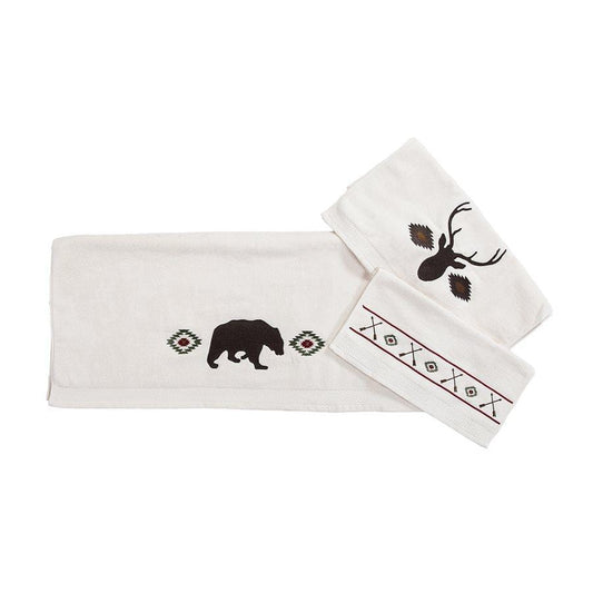Aztec Bear 3PC Towel Set, Cream, 2 MOQ