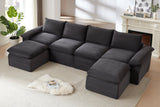 DERVAL 141" 4-Seater Sofa with 2 Ottomans