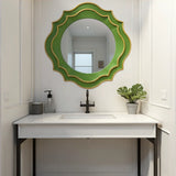 Ethan Round Scalloped Mirror Green