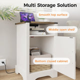 Nightstand with Charging Station Wooden Rustic 2 Count