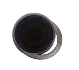 Black Ore Glass Vase with metal accent- Medium
