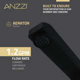 ANZZI Angular 8" Widespread Bathroom Faucet, Low Arc Spout (4.53" H), 2-Handle Brass Construction, 1.2 GPM Water-Saving, Rhino-Alloy Certified, Various Finishe
