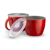 Kook Ceramic Soup Mugs with Lids, 25 oz, Set of 2