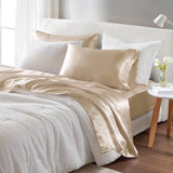 Wrinkle-Free Solid Satin Luxury Sheet Set, Champagne