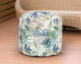 Outdoor Round Tall Pouf Fern Indigo