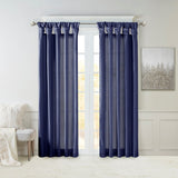 Twist Tab Faux Silk Window Panel, Navy Blue