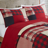 3 Piece Plaid Oversized Cotton Quilt Mini Set, Red