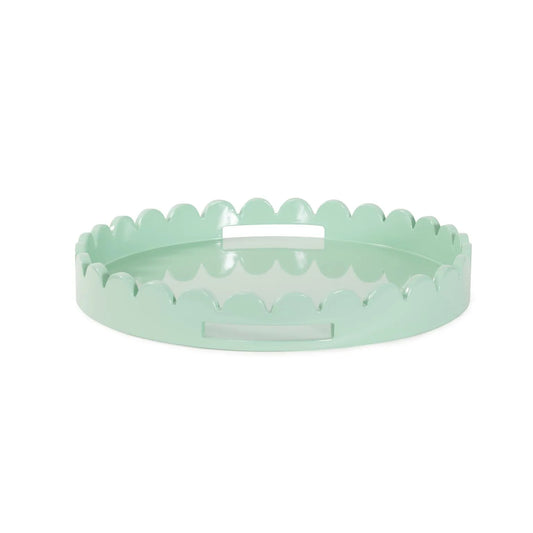 Round Scalloped Riviera Tray - Sage Green