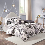 Black and White Floral Comforter/Duvet Cover Set