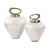 Reza Glass Urn with Ornate Metal Top- Large