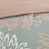 Floral Complete Comforter and Sheet Set, Blush/Grey