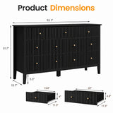 53.2" W Wholesale 7-Drawer Fluted Dresser, Black/Blue/Beige