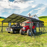 20x20 ft Metal Carport, Heavy Duty Canopy with Updated Roof
