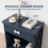 Wholesale LED Nightstand Multi-Functional with Drawer and Open Shelf