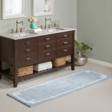 High Pile Bordered Bathroom Rug, Blue