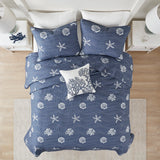 Coastal Seaside Beach House Quilt Set, Blue
