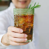 13 oz Green Hobnail Beaded Glasses Set of 6
