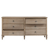 70"W 6-Drawer Modern Classic Wood Dresser, Light Natural *