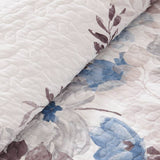 6 Piece Watercolor Floral Reversible Quilt Set, Blue