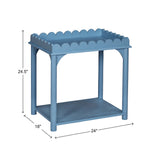 Scalloped Rectangle Side Table Light Blue