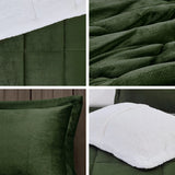 Plush To Sherpa Down Alternative Comforter Set, Green/Ivory